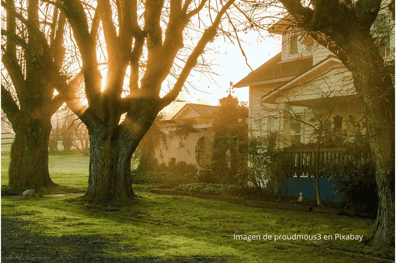 Imagen casas al amanecer